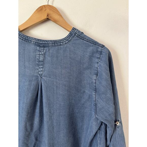 Hester & Orchard Blue Tencel Denim Chambray Button Up Shirt Women’s Size Small - Picture 5 of 8